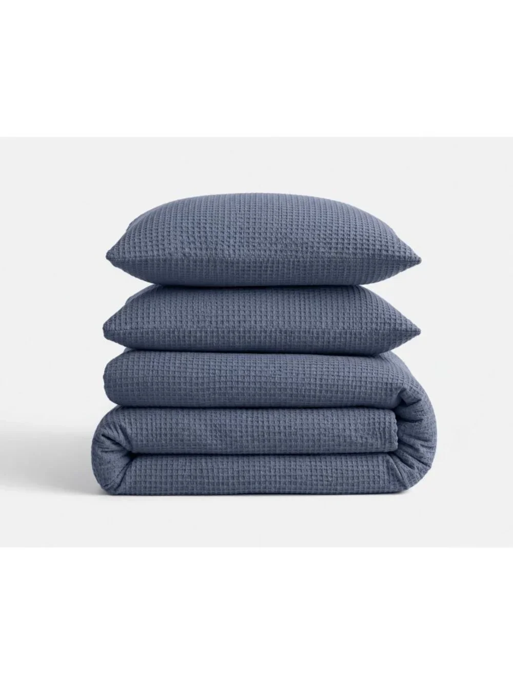 S31 | Quince Organic Luxe Honeycomb Duvet Cover Set King Cal King Indigo NWOT